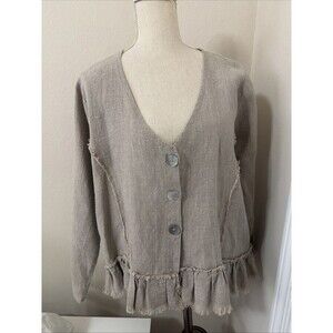 Blue Swallow Clothing Tan Women’s Large Button￼ Down Blouse